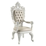 ACME Vanaheim Arm Chair (Set-2), Beige PU & Antique White Finish DN00680