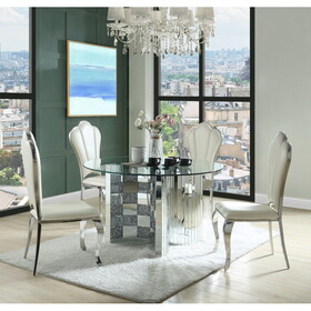 ACME Noralie DINING TABLE Mirrored & Faux Diamonds DN00718