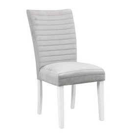 Acme Elizaveta Side Chair (Set-2), Gray Velvet, Faux Crystal Diamonds &White High Gloss Finish DN00815