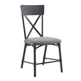 Acme Edina Side Chair (Set-2), Gray Fabric, Oak & Sandy Black Finish DN01058