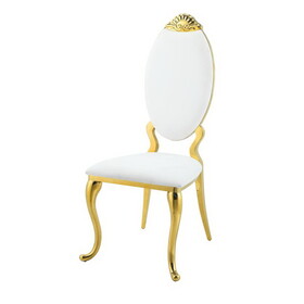 ACME Fallon Side Chair(Set-2), White PU & Mirroed Gold Finish DN01190