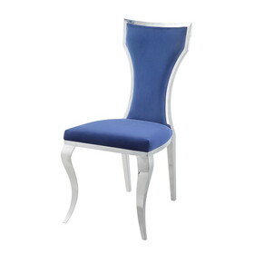 ACME Azriel Side Chair(Set-2), Blue Velvet & Mirroed Silver Finish DN01192