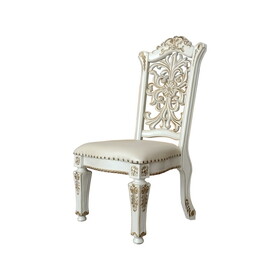 ACME Vendom Side Chair(Set-2), PU & Antique Pearl Finish DN01347