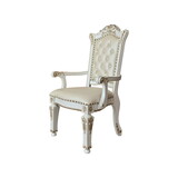 ACME Vendom Arm Chair(Set-2), PU & Antique Pearl Finish DN01349