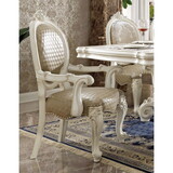 ACME Versailles Arm Chair (Set-2), PU & Bone White Finsih DN01390