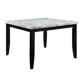 ACME Hussein COUNTER HEIGHT TABLE w/MARBLE TOP Marble Top & Black Finish DN01444