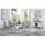 ACME Lanton DINING TABLE Marble & Antique White Finish DN01451