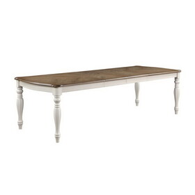 ACME Florian Dining Table (108"), Oak & Antique White Finish DN01653