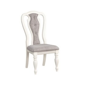 ACME Florian Side Chair(Set-2), Gray Fabric & Antique White Finish DN01654