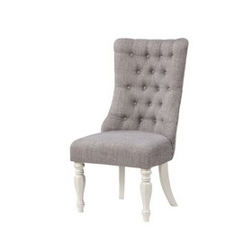 ACME Florian Side Chair(Set-2), Gray Fabric & Antique White Finish DN01683