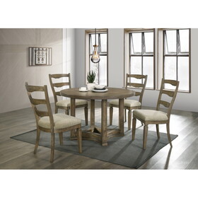 ACME Parfield Round Dining Table, Weathered Oak Finish DN01809