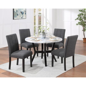 ACME Kusa 5PC Pack Dining Set, Engineering Stone Top & Black Finish DN02014