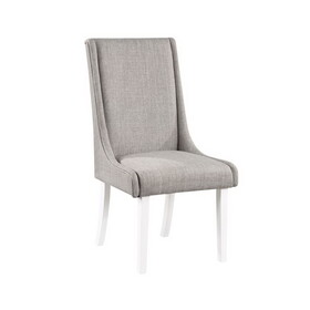 ACME Hollyn Side Chair (Set-2), Gray Linen & White Finish DN02161