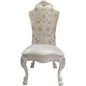 ACME Dresden Side Chair (Set-2), Fabric & Bone White Finish DN02242