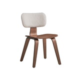 ACME Casson Side Chair (Set-2), White Boucle & Walnut Finish DN02311