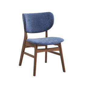 ACME Bevis Side Chair (Set-2), Blue Fabric & Walnut Finish DN02313