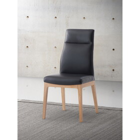ACME Raquan Side Chair (Set-2), Black Leather & Walnut Finish DN02398