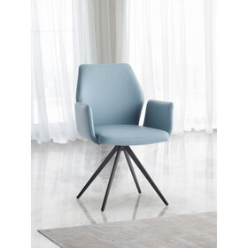 ACME Segismunda Side Chair w/Swivel, Light Blue Leather & Black Finish DN02403