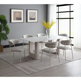 ACME Kalam Dining Table, Ceramic Top & Beige Finish DN02705