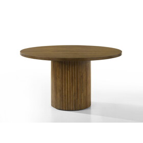 ACME Hezrai Round Dining Table, Walnut Finish DN02895