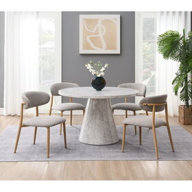 ACME Kacey Round Dining Table, Engineered Stone Finish DN03715