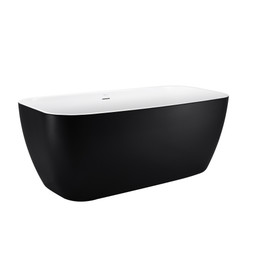 59" 100% Acrylic Freestanding Bathtub, Contemporary Soaking Tub, White Inside Black Outside EB02573MBK