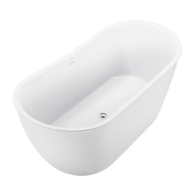 59" 100% Acrylic Freestanding Bathtub, Contemporary Soaking Tub, White Bathtub EB12572