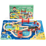 Wooden Train Set Wooden Train Track Set with Magnetic Trains Bridge Ramp Toy Train Set for Kids (5 pcs an order) EL-WGD04-5