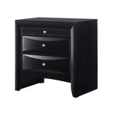 Contemporary Style Nightstand End Table 1pc Black Finish Wood Veneers & Solids 2 Storage Drawers ESFCRMB4280-2