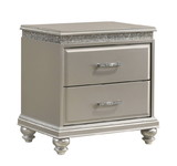 Traditional 1-pc Glam Nightstand with Two Storage Drawers and Bun Feet ESFCRMB4780-2