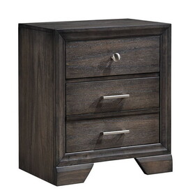 1pc Contemporary Style 3 Storage Drawers Nightstand End Table Bedroom Solid Wood Wooden Furniture Dark Wood Finish ESFCRMB6580-2