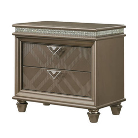 Contemporary 1pc Cristal Glam 2-Drawer Storage Nightstand End Table with Faux Crystals Unique Look ESFCRMB7800-2
