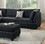3-pcs Sectional Sofa Black Polyfiber Cushion Sofa Chaise Ottoman Reversible Couch Pillows F6974-ID-AHD