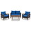 GO 4-Piece Garden Furniture, Patio Seating Set, PE Rattan Outdoor Sofa Set, Wood Table and Legs, Brown and Blue FG201222AAC