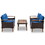 GO 4-Piece Garden Furniture, Patio Seating Set, PE Rattan Outdoor Sofa Set, Wood Table and Legs, Brown and Blue FG201222AAC