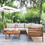 GO Wood Structure Outdoor Sofa Set with beige Cushions Exotic design Water-resistant and UV Protected texture acacia wood Strong Metal Accessories