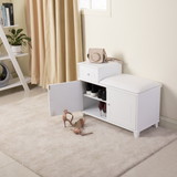 Wooden Shoe Storage Bench Shoe Ottoman Cabinet with Drawer,White GLS18826WH