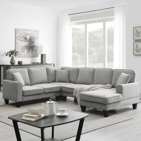 108*85.5" Modern U Shape Sectional Sofa, 7 Seat Fabric Sectional Sofa Set with 3 Pillows Included for Living Room, Apartment, Office,3 Colors