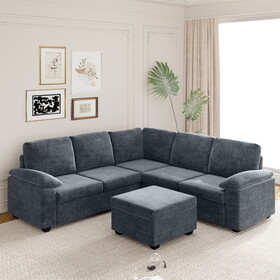 84*84" Modern Velvet Sectional Sofa Set,Large U Shaped Upholstered Corner Couch with Ottoman,Armrest Pillow,6 Seat Indoor Furniture for Living Room,Apartment,Office,2 Colors