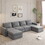 115*58" Chenille Modular Sectional Sofa,U Shaped Reversible Couch,Free Combination,6 Seat Sleeper Sofa Bed with Ottoman,Convertible Oversized Indoor Furniture for Living Room,Gray GS005302AAE
