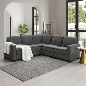 89*89" Oversized Velvet Modern Sectional Sofa,Large L Shaped Upholstered Indoor Furniture with Double Cushions,5 seat Cloud Corner Couch for Living Room,Apartment,Office,2 Colors