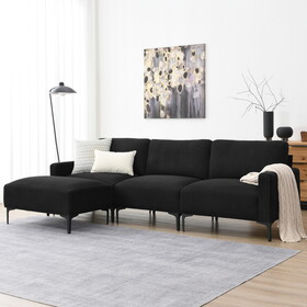 103.5*59" L-shaped Sectional Sofa, 4-seat Velvet Fabric Couch Set with Convertible Ottoman,Freely Combinable Sofa for Living Room, Apartment, Office,Apartment,2 Colors