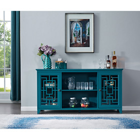 60" Sideboard Buffet Table with 2 Doors, Storage Cabinet with Adjustable Shelves, Teal Blue GSI211203