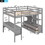 Full Size Loft Bed with Built-in Desk with Two Drawers, and Storage Shelves and Drawers, Gray GX000320AAE-1