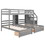 Twin over Twin&Twin Bunk Bed, Triple Bunk Bed with Drawers, Staircase with Storage, Built-in Shelves, Gray GX000324AAE