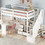 Twin Size Loft Bed with L-Shaped Desk and Drawers, Cabinet and Storage Staircase, White GX000328AAK