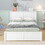Full Size Storage Platform Bed with Pull Out Shelves and Twin Size Trundle, White GX000330AAK