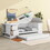 Twin Size Daybed with Storage Arms, Trundle and Charging Station, White GX000349AAK