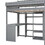 Wood Twin Size Loft bed with Multiple Storage Shelves and Wardrobe, Gray GX000361AAE