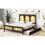 Full Size Wood Storage Platform Bed with 2 Drawers, Rattan Headboard and Footboard, Black GX000364AAB